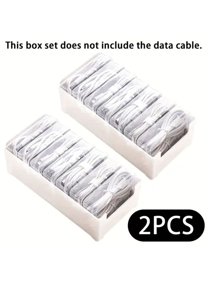 White Heavy Duty Cable Storage Box With Winder 16 Pcs Space Saving Cord Organizer - Image 1