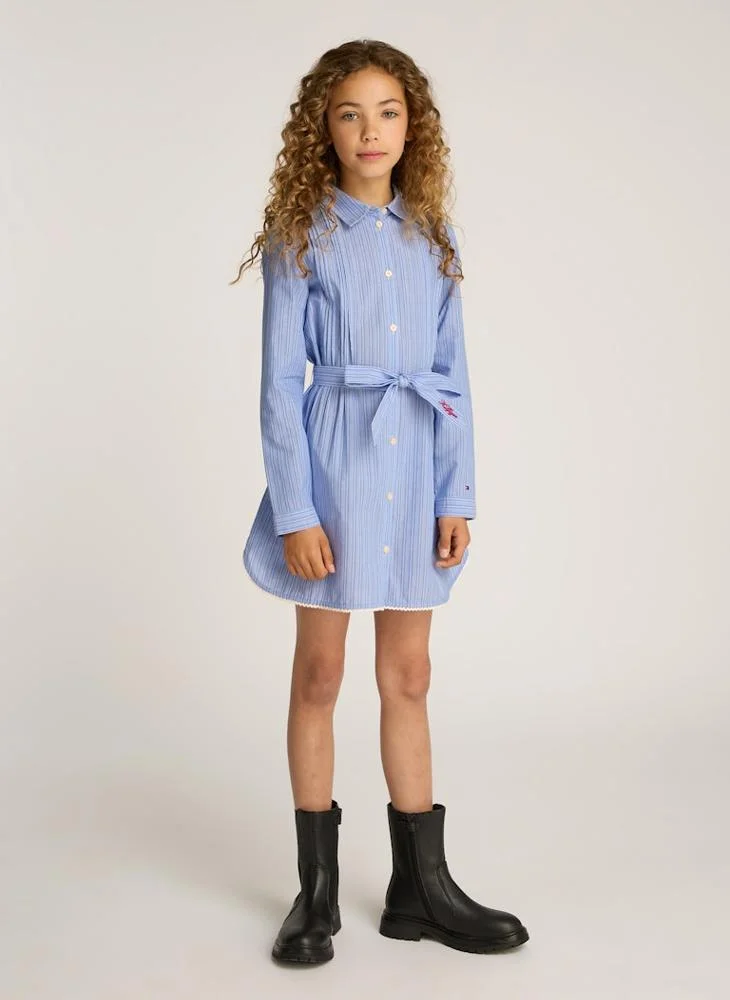 تومي هيلفيغر Kids Stripe Button Down Midi Dress