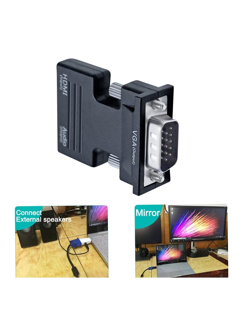 شابية محول HDMI إلى VGA اتجاهي مع منفذ صوت 3.5 مم (مخرج مصدر HDMI للكمبيوتر المحمول إلى تلفزيون VGA) لشاشة الكمبيوتر القديمة وجهاز العرض والفيديو 1080P (مدخل HDMI أنثى ومخرج VGA ذكر) - Image 5