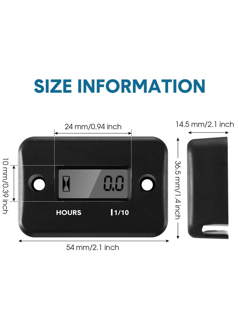 Generic - Hour Meters for Small Engines, 2 Pcs Automatically Shutdown Tachometers,  Inductive Hour Meter for Gas Engine Lawn Mower Dirt Bike Motorcycle Motocross Snowmobile Karting Marine ATV Boat - Image 1