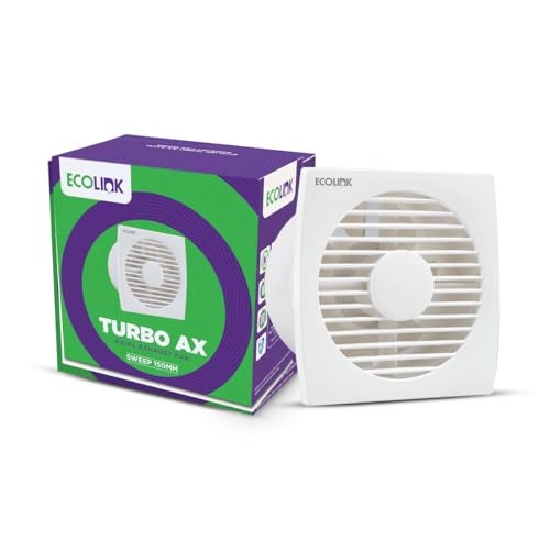 Ecolink TurboAX Axial 150MM Exhaust Fan for Kitchen & Bathroom with Dust Protection Shutters & Thermal Overload Protection | Pack of 1 (White) - Image 1