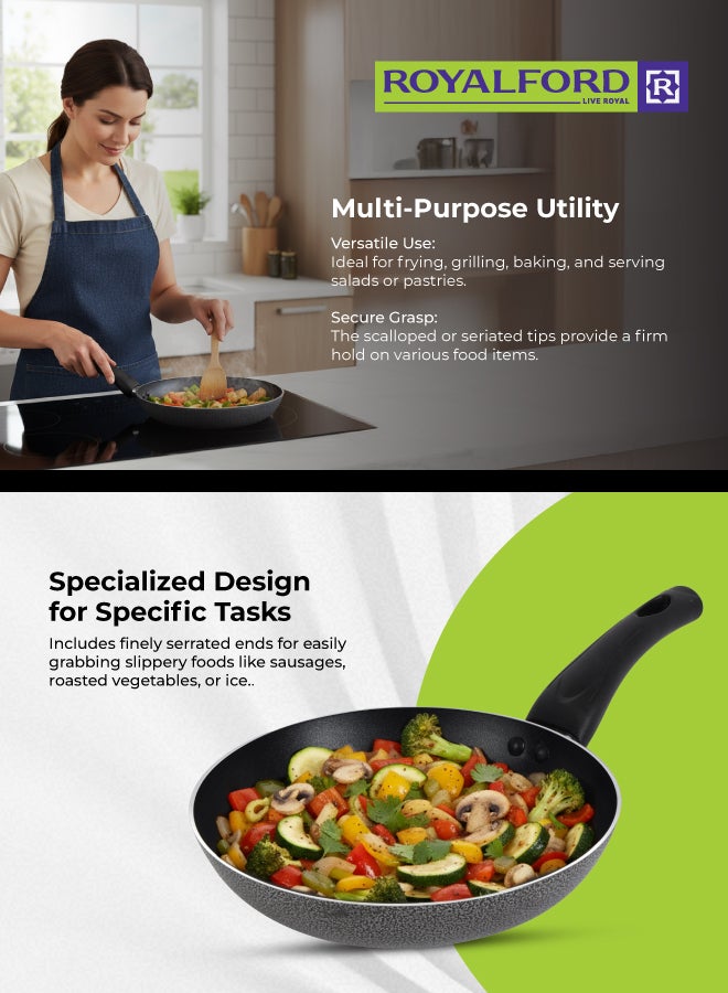 Royalford Nonstick Aluminium Frypan With Glass Lid - 26cm - 3 Layer Non-Stick Coating – Induction & Gas Compatible Aluminium Pan – Durable Granite Coating, Heat-Resistant Handle, Value Kitchenware Frying Pan Set with Tempered Glass Lid for Daily Cooking Multi Color Multi Color - Image 4