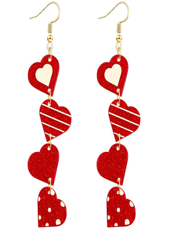 Nanafast Valentine’s Day Earrings for Women Glitter Love Red Heart Earrings Lightweight Acrylic Valentines Jewelry Gifts for Her, Acrylic, No Gemstone - Image 1