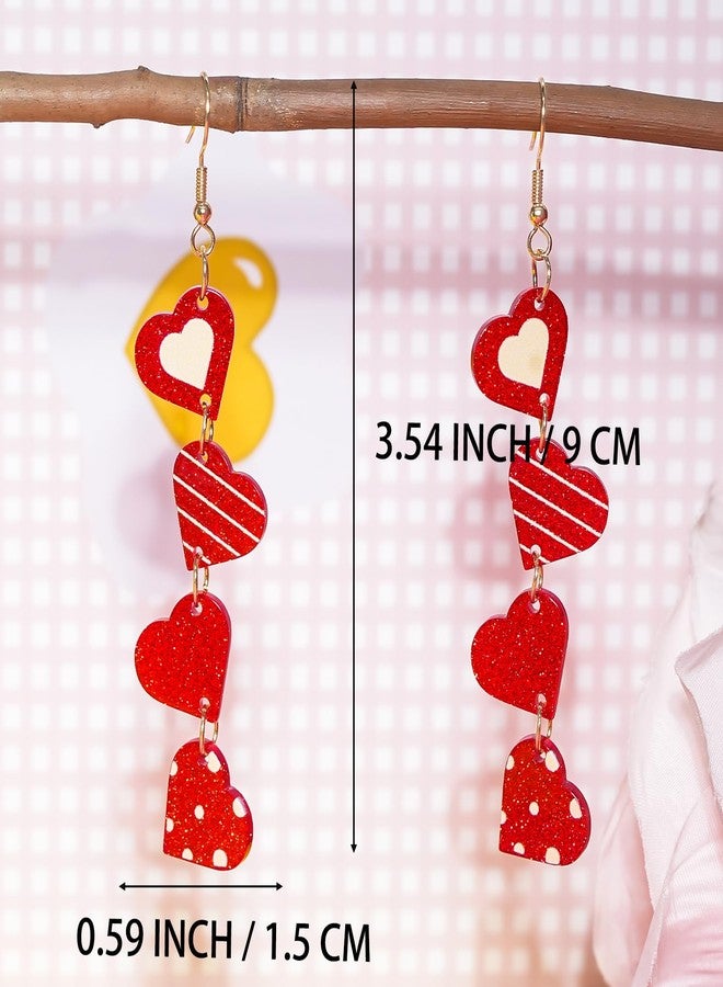 Nanafast Valentine’s Day Earrings for Women Glitter Love Red Heart Earrings Lightweight Acrylic Valentines Jewelry Gifts for Her, Acrylic, No Gemstone - Image 5