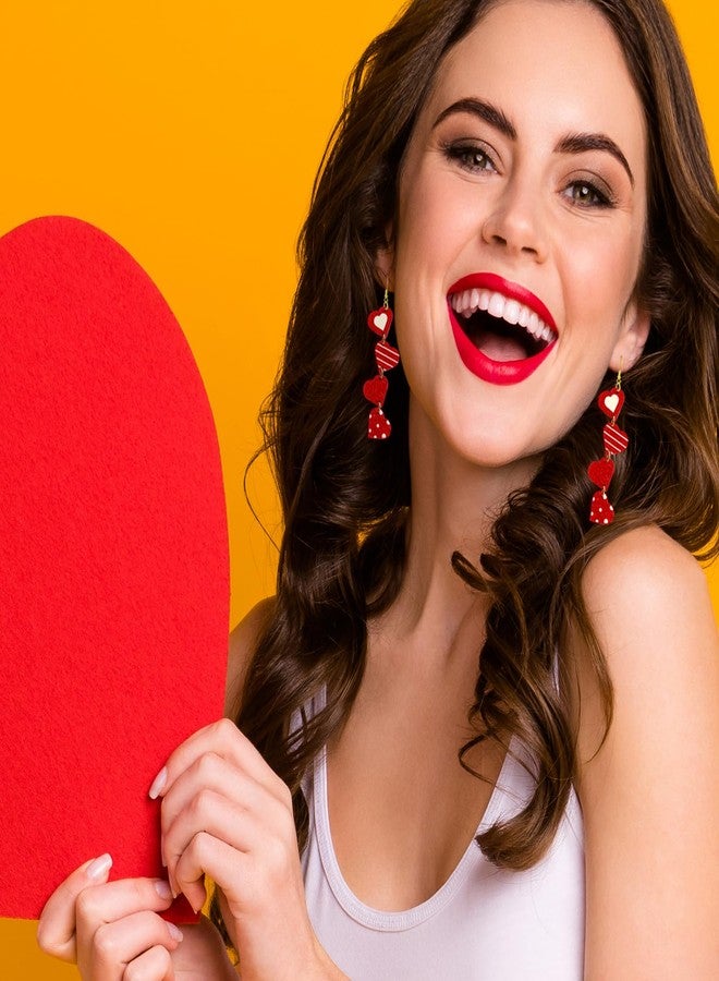 Nanafast Valentine’s Day Earrings for Women Glitter Love Red Heart Earrings Lightweight Acrylic Valentines Jewelry Gifts for Her, Acrylic, No Gemstone - Image 4