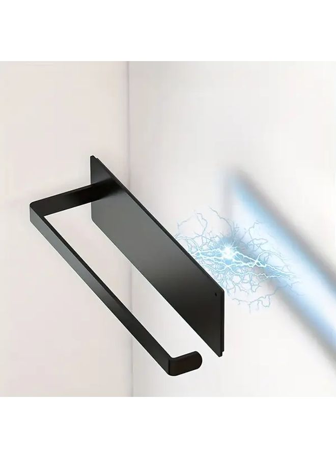 Black Magnetic Paper Towel Holder Wall Mounted No Drilling Required Kitchen Bathroom - Image 5