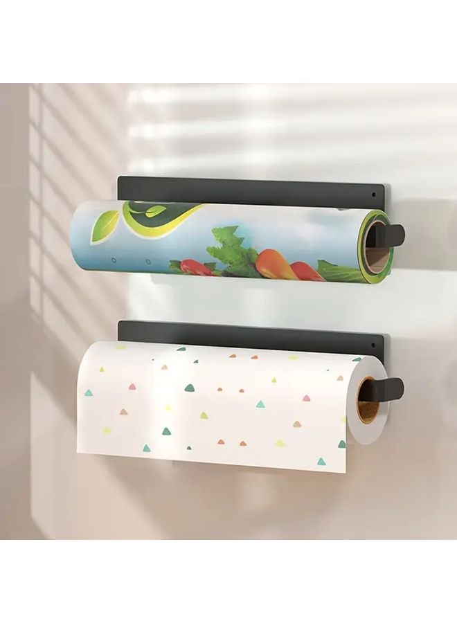 Black Magnetic Paper Towel Holder Wall Mounted No Drilling Required Kitchen Bathroom - Image 1