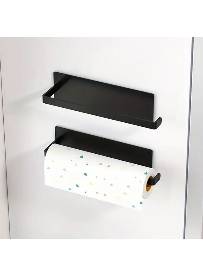 Black Magnetic Paper Towel Holder Wall Mounted No Drilling Required Kitchen Bathroom - Image 2