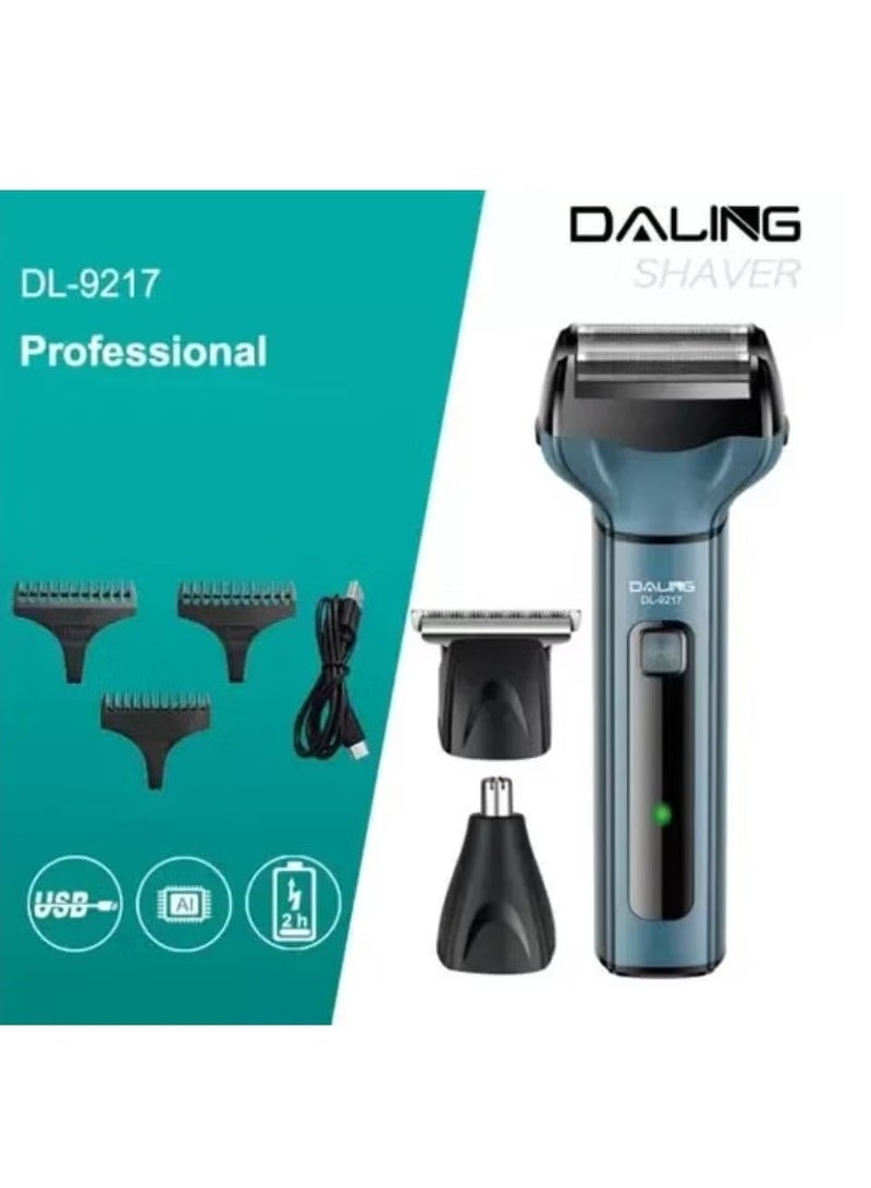 DALING DL-9217 All-in-One Rechargeable Hair Grooming System for Men – 3-in-1 Beard Trimmer, Shaver & Hair Clipper with Precision Blades, Long Runtime & USB Charging – Compact Styling Tool for Home, Salon & Travel Use - Image 4