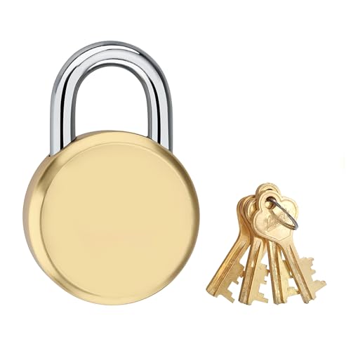 Link 8 Levers 65mm Round Padlock | Hardened Shackle | Double Locking | Brass Body Home Door Lock with 4 Brass Keys| Made in India| (Gold, Pack of 1) - Image 2