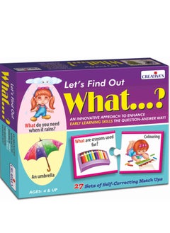 Creative’s Let's Find Out - What? | WH Questions Educational Puzzle Game for Kids | Self-Correcting Match-Up to Develop Expressive & Receptive Language | Improves Reading, Comprehension & Verbal Skills | Picture-Based Learning Activity | Fun Learning Toy for Speech Therapy & Special Education | Ages 4 & Up