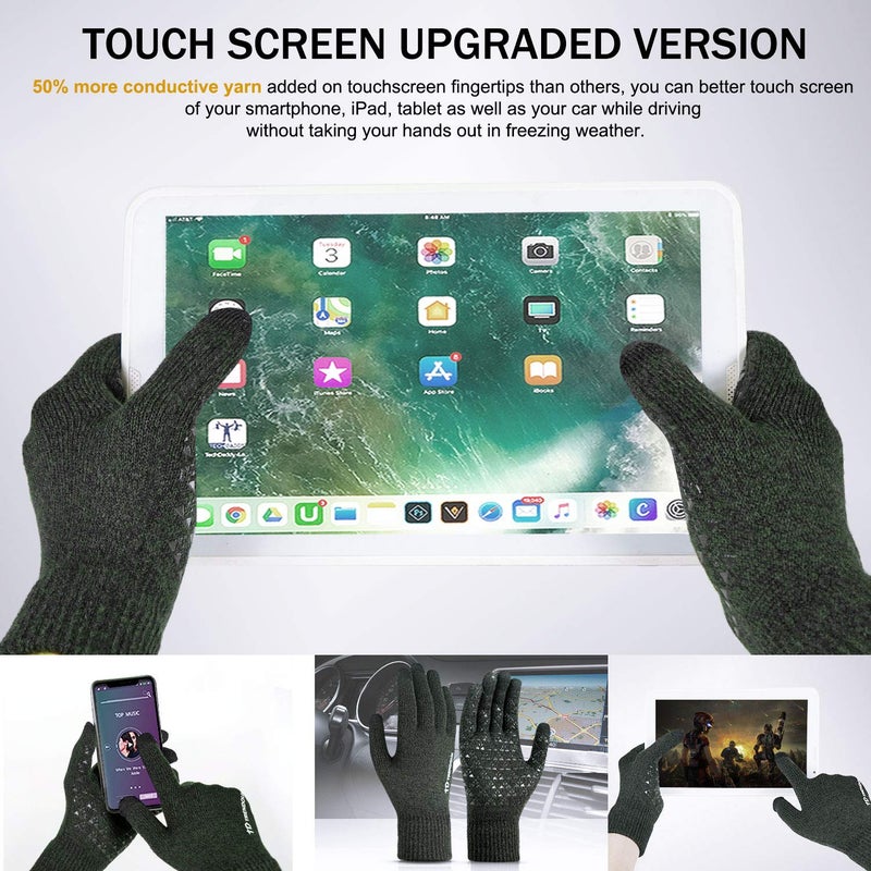 TRENDOUX Winter Gloves for Women, Touch Screen Glove for Men - Hands Warm in Cold Weather - Thin Thermal Material - Non-Slip Grip - Fit for Phone Texting Riding Dog Walking - Midnight Green - M - Image 2