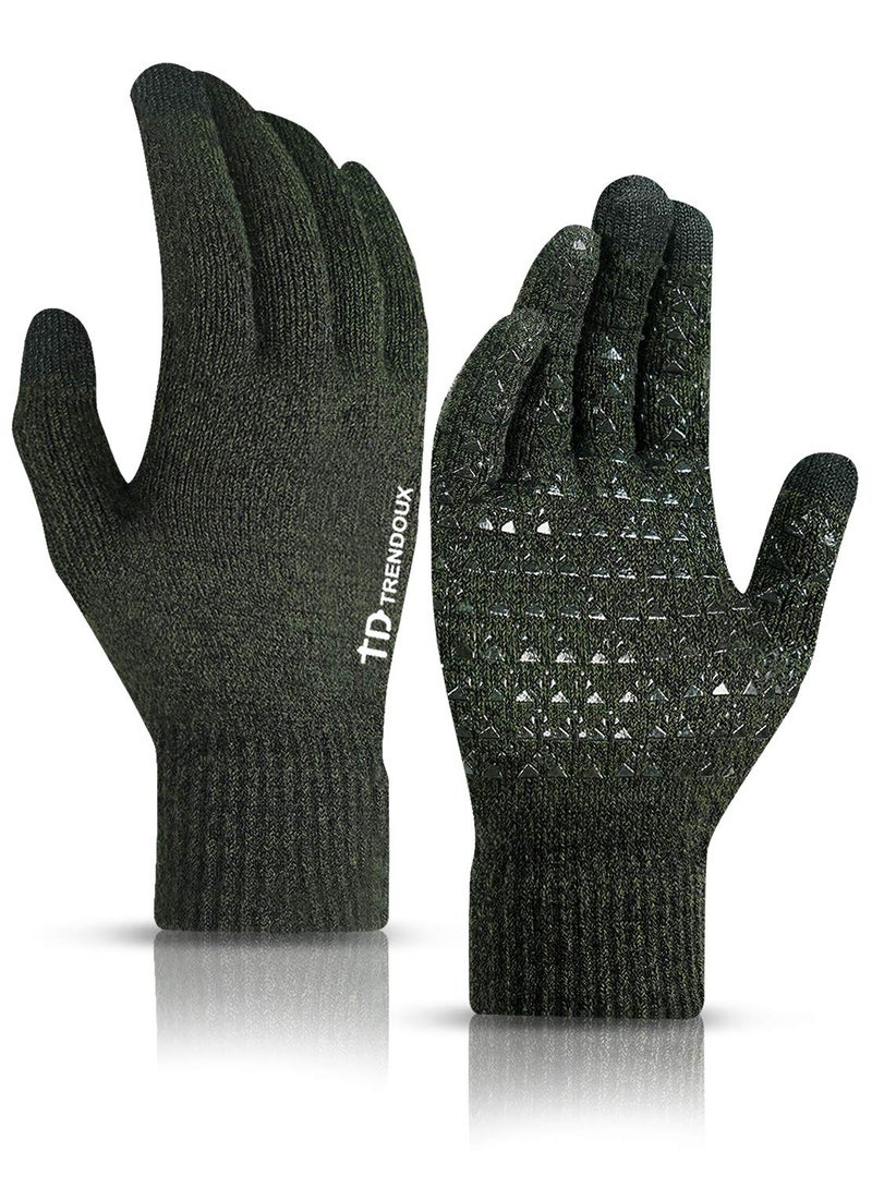 TRENDOUX Winter Gloves for Women, Touch Screen Glove for Men - Hands Warm in Cold Weather - Thin Thermal Material - Non-Slip Grip - Fit for Phone Texting Riding Dog Walking - Midnight Green - M - Image 1