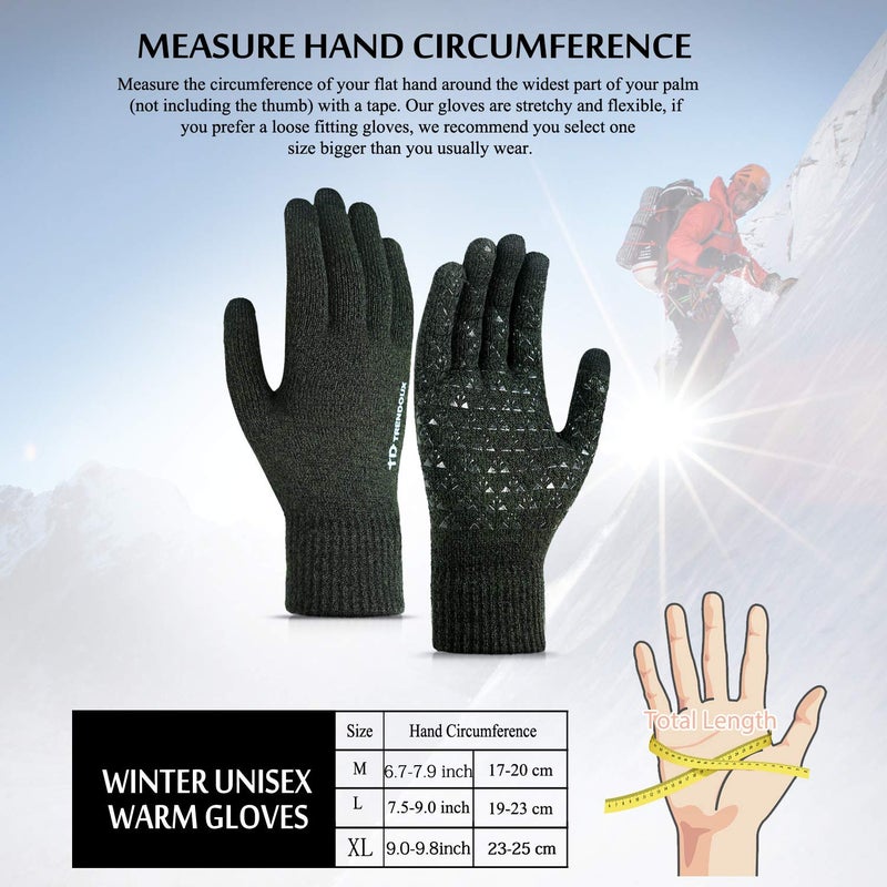 TRENDOUX Winter Gloves for Women, Touch Screen Glove for Men - Hands Warm in Cold Weather - Thin Thermal Material - Non-Slip Grip - Fit for Phone Texting Riding Dog Walking - Midnight Green - M - Image 5