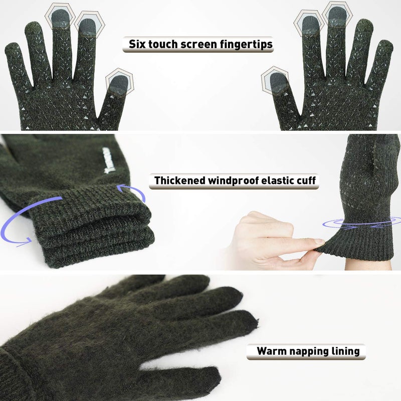 TRENDOUX Winter Gloves for Women, Touch Screen Glove for Men - Hands Warm in Cold Weather - Thin Thermal Material - Non-Slip Grip - Fit for Phone Texting Riding Dog Walking - Midnight Green - M - Image 3