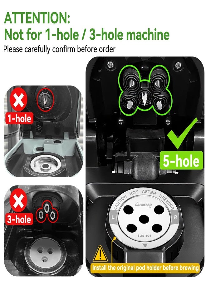 CAPMESSO Reusable K Cups: Stainless Steel 5-Hole Coffee Pods - Refillable Kcup Coffee Filters Compatible with K Supreme/K Slim/K-Duo Gen 2 with MultiStream Technology (4 K Cups with 5 Holes) - Image 2