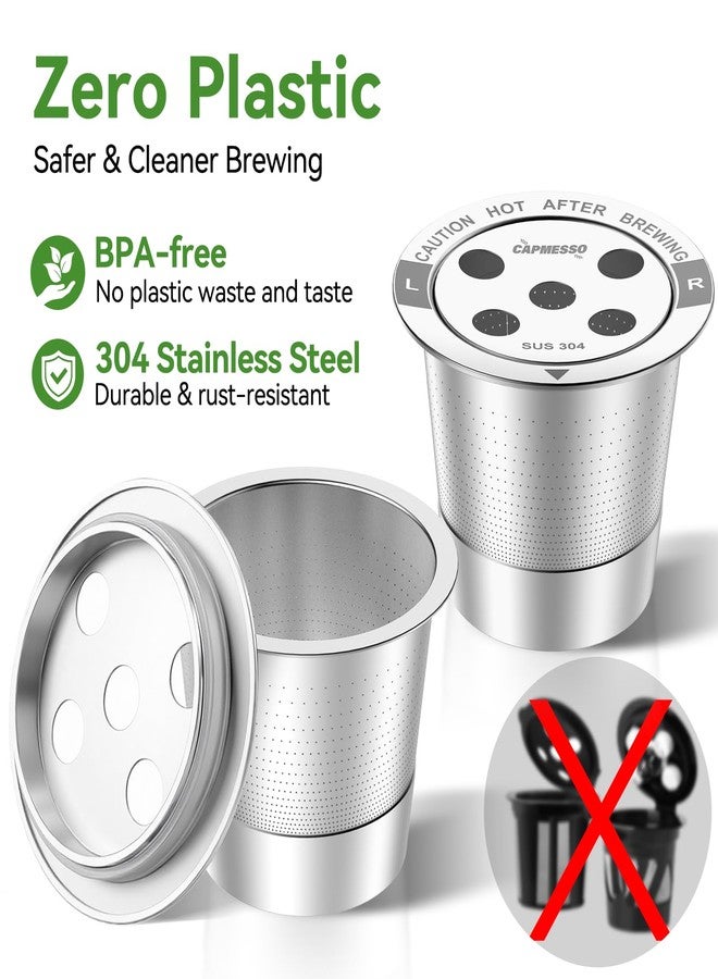 CAPMESSO Reusable K Cups: Stainless Steel 5-Hole Coffee Pods - Refillable Kcup Coffee Filters Compatible with K Supreme/K Slim/K-Duo Gen 2 with MultiStream Technology (4 K Cups with 5 Holes) - Image 3