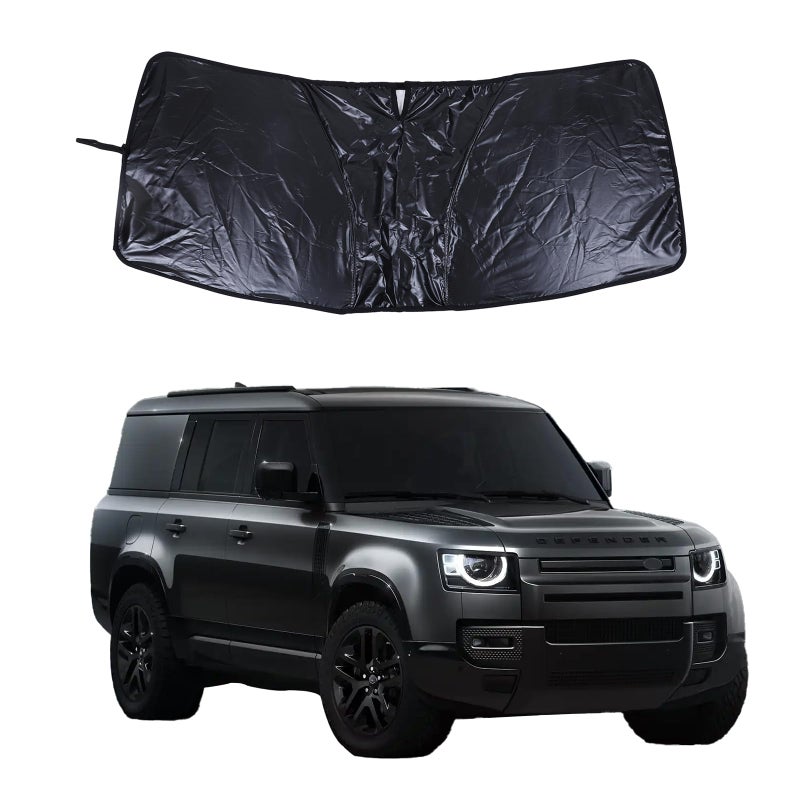 Bekantogy Car Windshield Compatible with Land Rover Defender 90 110 130 20202024 Sun Shade Windshield Sunscreen Heat Shield Front Windshield Sun Shade Folding Sunshade UV Protection Black