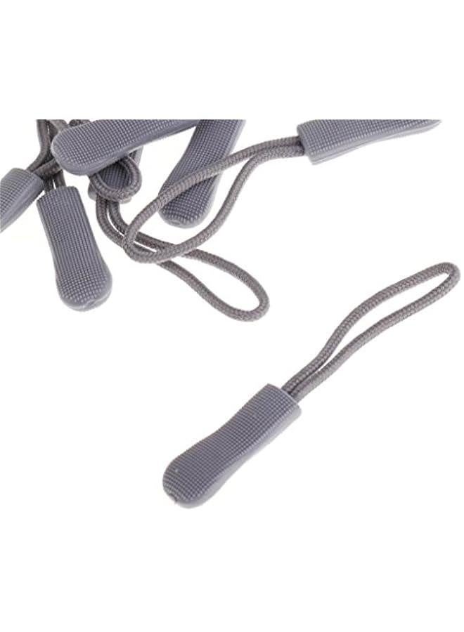 10pcs Zipper Pull Cord Zip Puller Zip Fastener Zip Slider Replacement Jacket Bag, Grey - Image 5