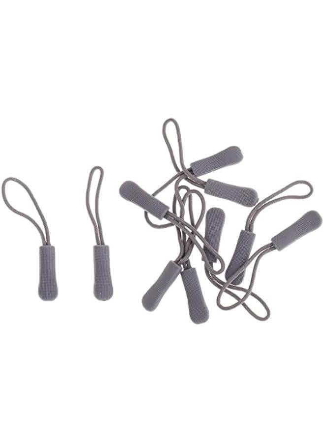 10pcs Zipper Pull Cord Zip Puller Zip Fastener Zip Slider Replacement Jacket Bag, Grey - Image 1