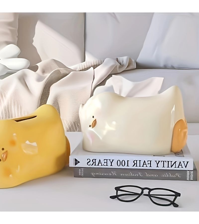 Creamy White Duck Tissue Box Ceramic Decorative Home Gift For Table Living Room - Image 5