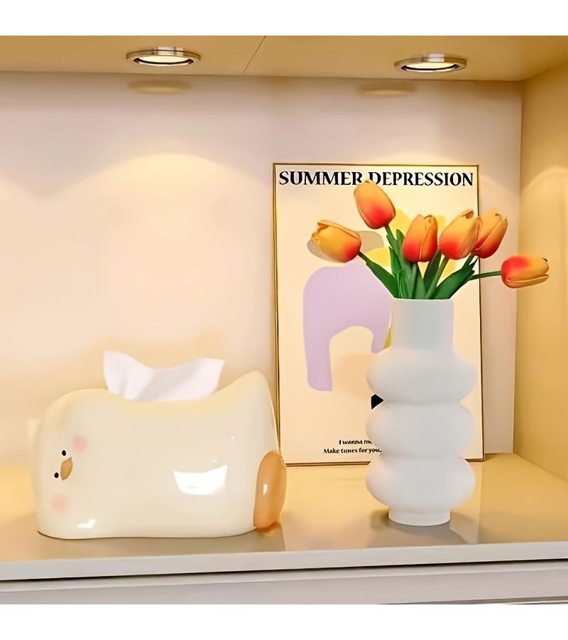 Creamy White Duck Tissue Box Ceramic Decorative Home Gift For Table Living Room - Image 2