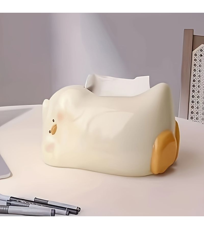 Creamy White Duck Tissue Box Ceramic Decorative Home Gift For Table Living Room - Image 4