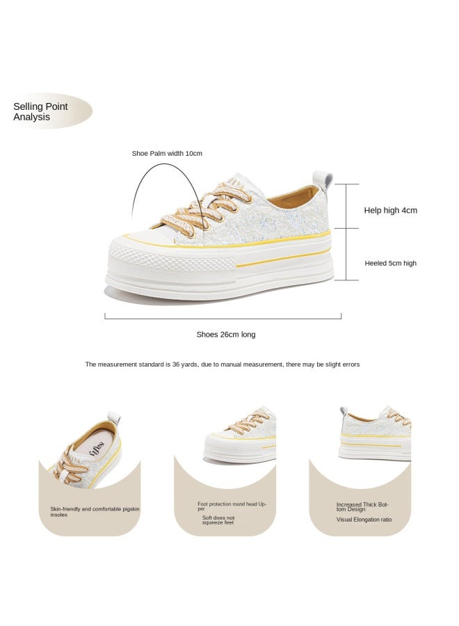 SAFIYA Saturday Canvas Shoes Women 2025 New Chinese Floral Print Versatile Platform Sneakers With Thick Sole For Height Increase And Casual Wear - Image 3