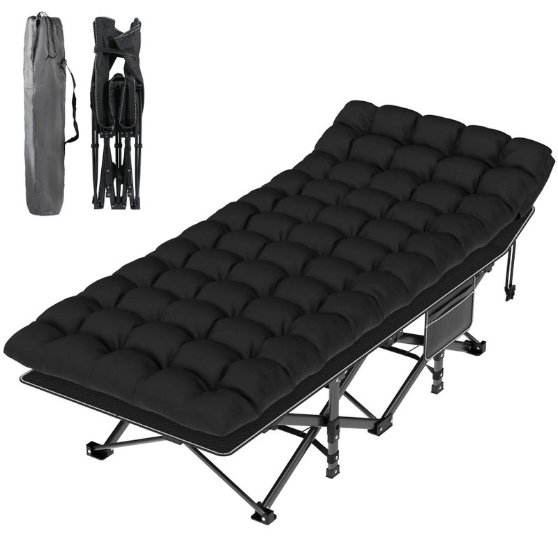 Suteck Camping Cot, Folding Camping Cot Bed for Adults Sleeping 1200D Double Layer Oxford Portable Folding Outdoor Cots for Camping W/Soft Pad Carry Bag for Home Office Nap Beach Travel - Image 1