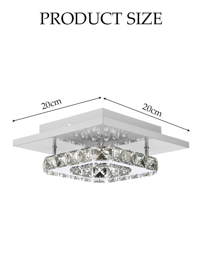 DUNISO Crystal Ceiling Light，Modern Flush Mount Tricolor Crystal Ceiling Lighting Fixture，Luxury Square LED Chandeliers，for Kitchen Bedroom Hallway Dining Room - Image 2