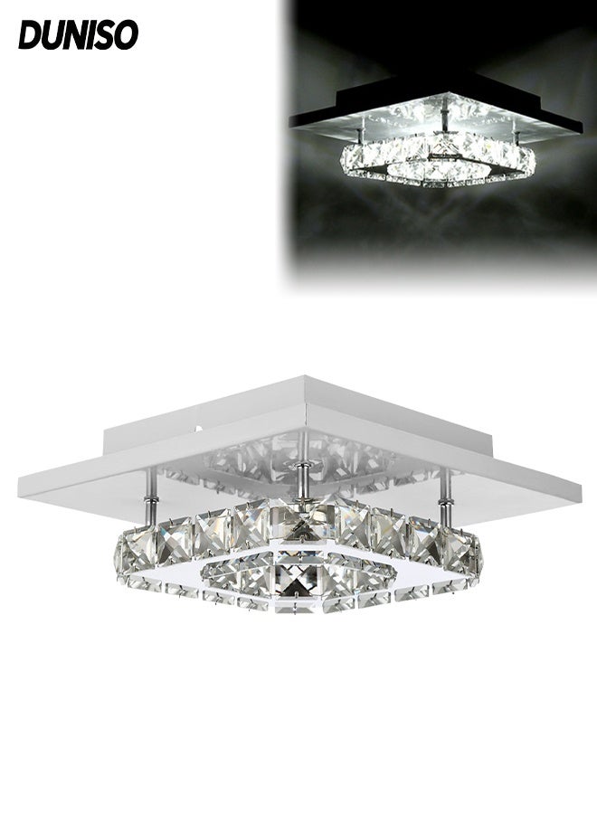 DUNISO Crystal Ceiling Light，Modern Flush Mount Tricolor Crystal Ceiling Lighting Fixture，Luxury Square LED Chandeliers，for Kitchen Bedroom Hallway Dining Room - Image 1