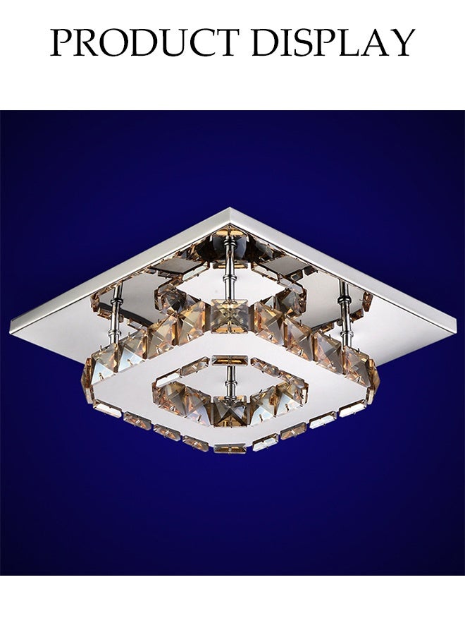 DUNISO Crystal Ceiling Light，Modern Flush Mount Tricolor Crystal Ceiling Lighting Fixture，Luxury Square LED Chandeliers，for Kitchen Bedroom Hallway Dining Room - Image 5