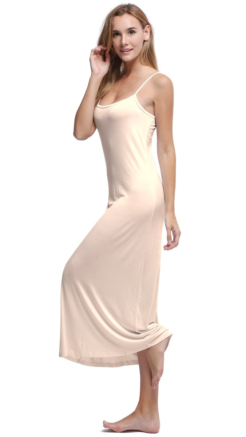 Papicutew Women's Long Full Cami Slip Dress Sleeveless Nightgowns (Nude, XL) - Image 5