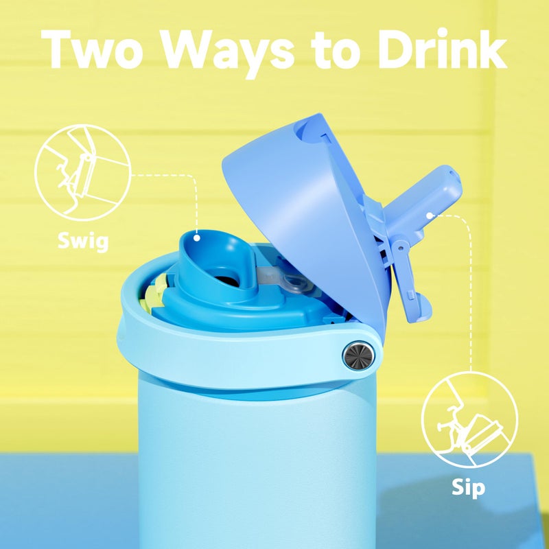 Meoky 24 Oz Insulated Water Bottle For Men: Meoky Stainless Steel Water Bottle With 2-In-1 Straw And Spout Lid - Leak Proof  Cold For 24 Hours  Fits In Car Cup Holder  Bpa-Free For Sports Travel  Azure - Image 3