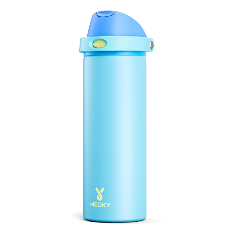 Meoky 24 Oz Insulated Water Bottle For Men: Meoky Stainless Steel Water Bottle With 2-In-1 Straw And Spout Lid - Leak Proof  Cold For 24 Hours  Fits In Car Cup Holder  Bpa-Free For Sports Travel  Azure - Image 1