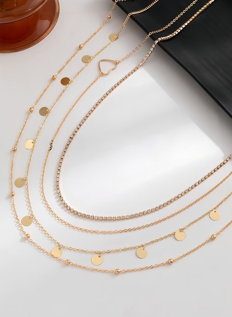 Waist Chain Overlay Metal Chain Body Chain Peach Heart Sequin Claw Chain Water Diamond Multi layer Waist Chain - Image 5