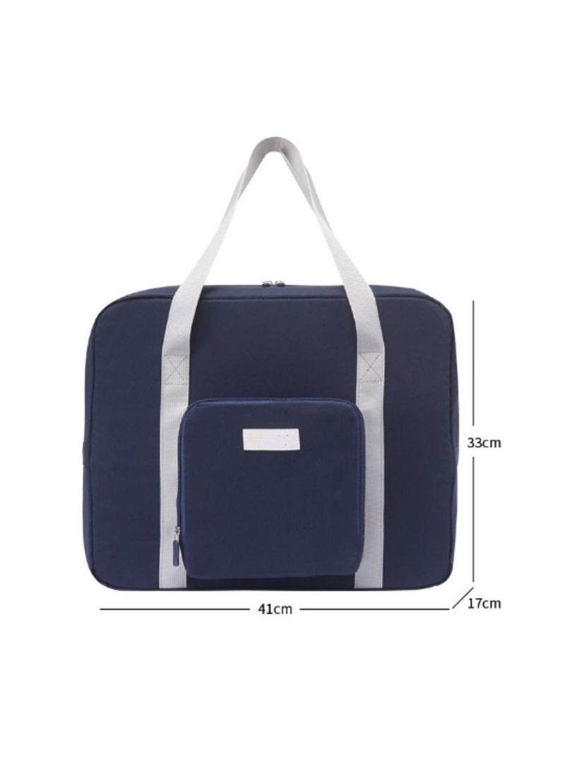 M MIAOYAN - M MIAOYAN Folding travel bag cloth art clothing packing luggage bag business trip expandable storage bag navy blue - Image 1