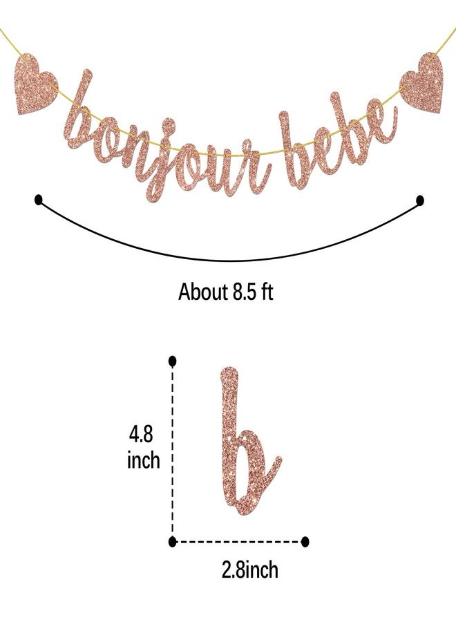 Helewilk Rose Gold Glitter Bonjour Bebe Banner - French Theme Baby Shower/1st Birthday Party Decoration, Welcome Sign Bunting Banner - Image 2