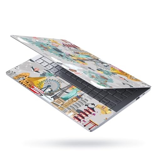 FineArts Full Body Laptop Skin Upto 15.6 inch Sticker Compatible for Dell/HP/Lenovo/Acer/Sony All Laptop Size Upto 14 to 15.6 Inch - Travel Around The World - Image 2