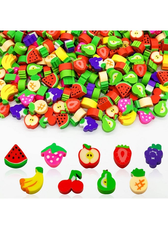 ZAKVOOR 300 Pieces Fruit Mini Erasers For Kids Assortment Novelty Pencil Erasers Bulk For Students Party Favor Home School Work Classroom Rewards Prizes Gift - Image 1