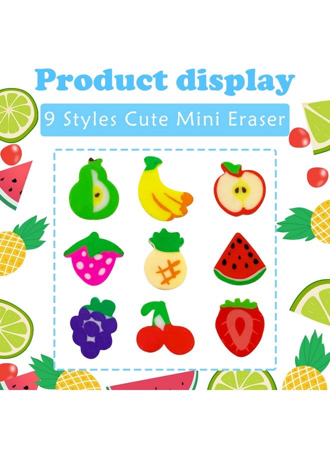 ZAKVOOR 300 Pieces Fruit Mini Erasers For Kids Assortment Novelty Pencil Erasers Bulk For Students Party Favor Home School Work Classroom Rewards Prizes Gift - Image 3