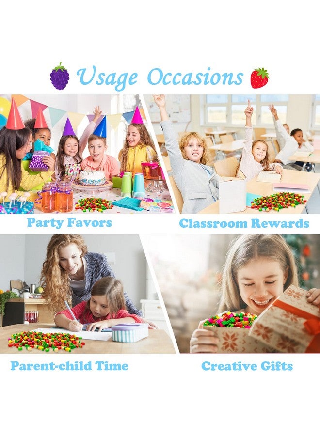 ZAKVOOR 300 Pieces Fruit Mini Erasers For Kids Assortment Novelty Pencil Erasers Bulk For Students Party Favor Home School Work Classroom Rewards Prizes Gift - Image 5