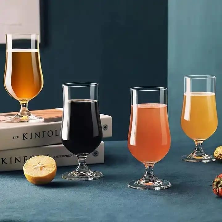 ConvertKitchen Glass Hurricane Pina Colada Cocktail Mocktail Glasses Set of 6 350 ml - Image 1