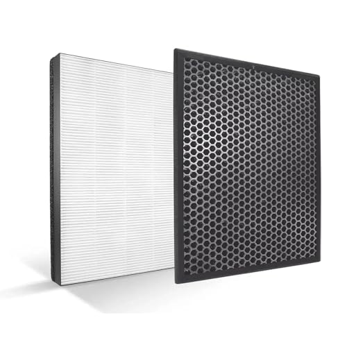 H14® True HEPA + Activated Carbon Filter Set Compatible with Philips AC2882, AC2887, AC2889 & AC3821 Air Purifiers – Replacement Filter FY2422 & FY2420 – Dual Filtration (Black & White) - Image 1