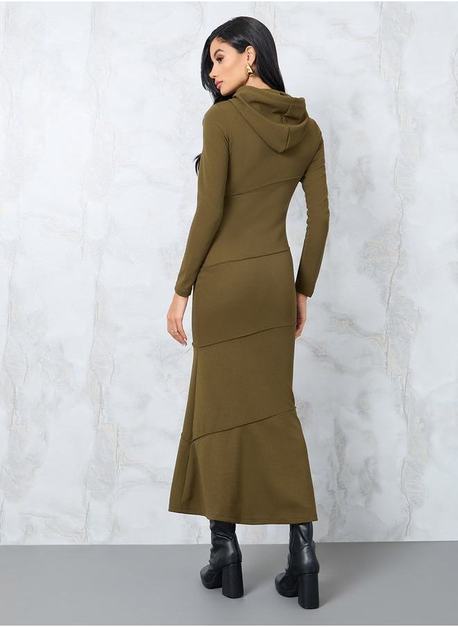 Styli - Hooded Sweatshirt Maxi Dress with Seam Detail - Image 1