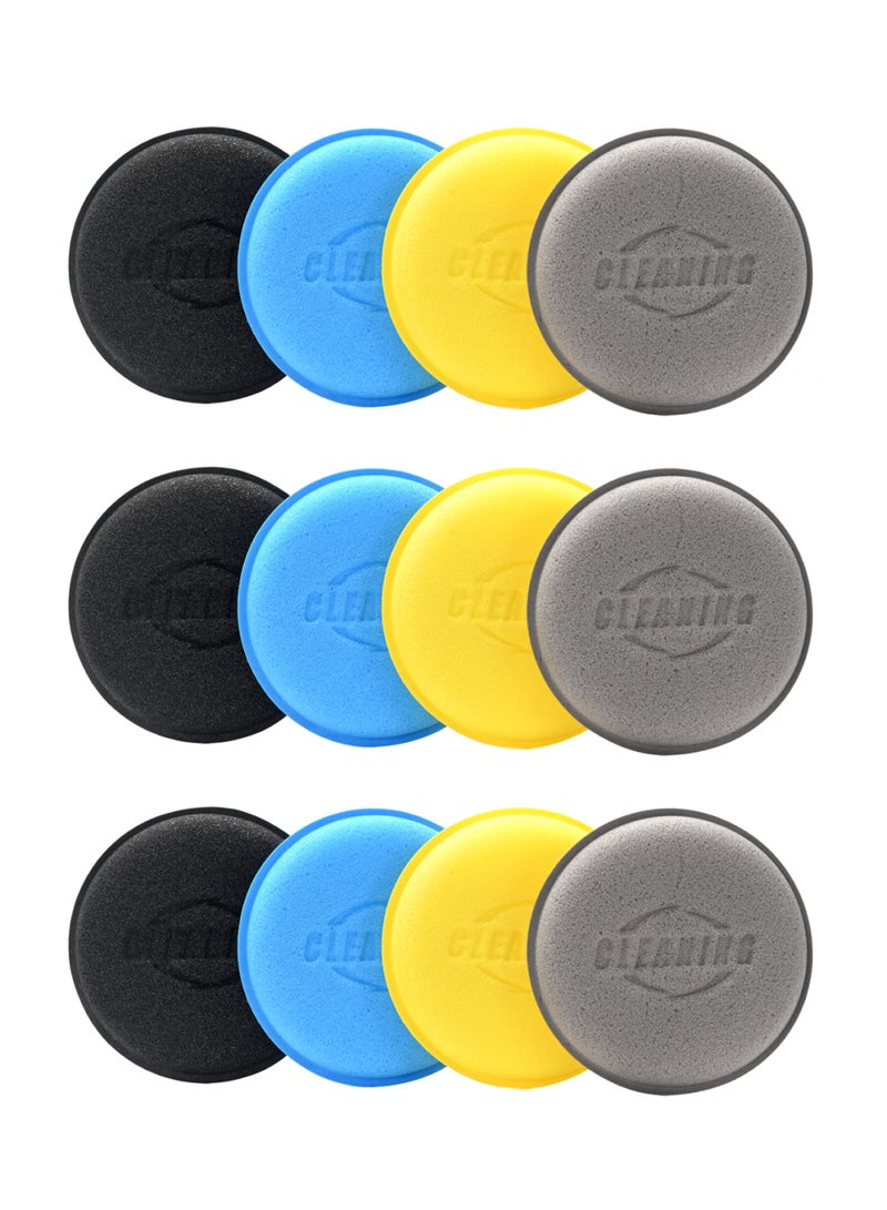 LAWAZIM Wax Applicator Pads - 12 Piece, 10.5x1.8cm - Car Wax Applicator, Buffing & Detail Polishing Foam Pads, Reusable & Washable Oil Applicator - Ideal for Car Cleaning, Polishing, and Detailing - Image 1
