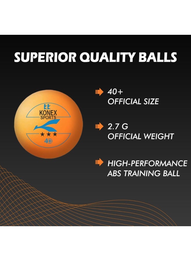 KONEX 40+ Plastic Table Tennis Balls Pack of 6 | High Performance 3-Star ABS TT Balls for Professional Matches and Training | Ideal for Adults & Kids (Orange) - Image 3