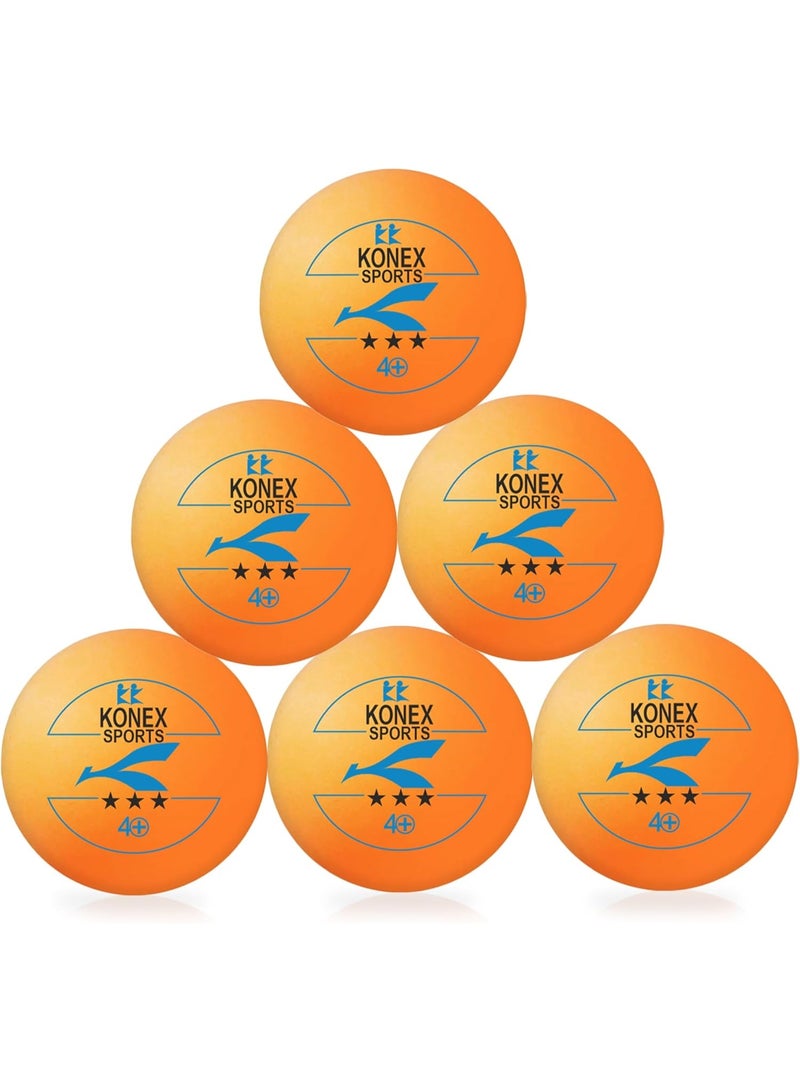 KONEX 40+ Plastic Table Tennis Balls Pack of 6 | High Performance 3-Star ABS TT Balls for Professional Matches and Training | Ideal for Adults & Kids (Orange) - Image 2