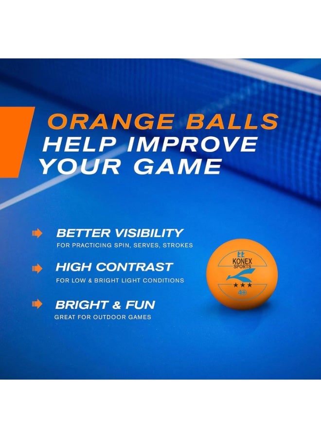KONEX 40+ Plastic Table Tennis Balls Pack of 6 | High Performance 3-Star ABS TT Balls for Professional Matches and Training | Ideal for Adults & Kids (Orange) - Image 5
