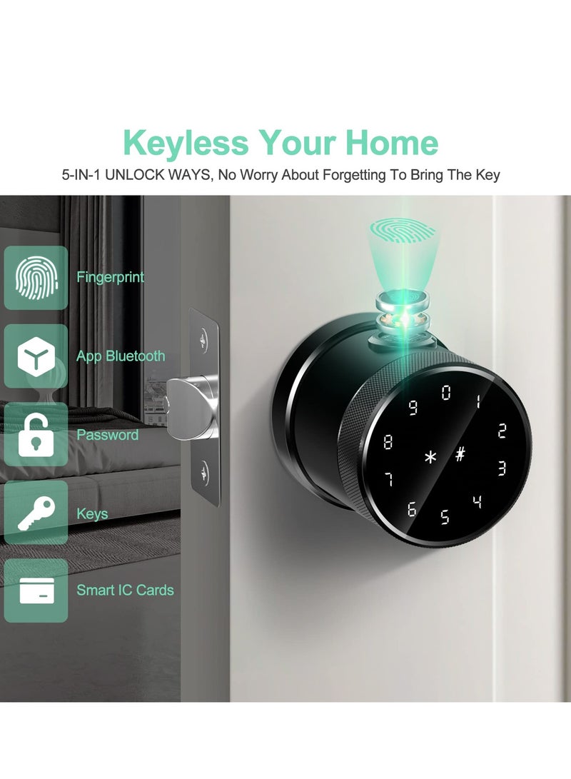 SOLARAE Fingerprint Door Lock with App Smart Door Lock Keypad Door Lock Biometric Door Lock Smart Knob for Bedrooms, Cloakroom, Apartments Offices, Hotels, Airbnb - Image 4